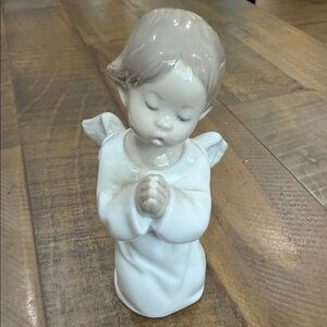 LLADRO Vintage Ceramic boy Angel Figurine in White and Tan